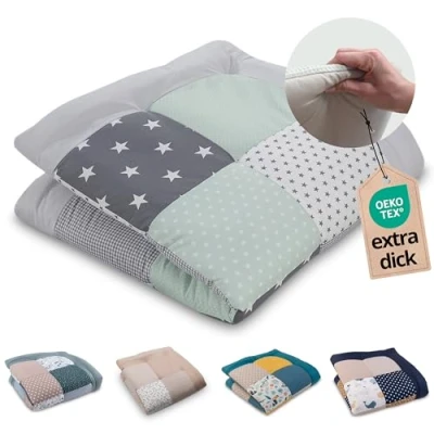 Afbeelding van ULLENBOOM ® kruipdeken l speeldeken in de maten 100x100 cm, ideaal speelkleed voor box I mint grijs