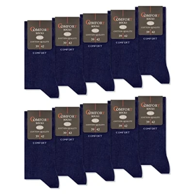 Afbeelding van 10 Paar Comfort Sokken zonder Elastiek &amp; Naad Heren Dames Katoen Comfortband, x marine, 47 50 EU