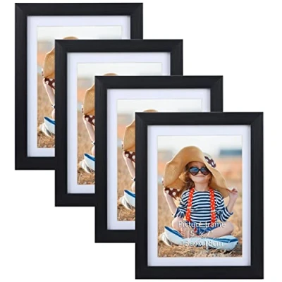 Afbeelding van EXYGLO Set van 4 fotolijsten 13 x 18 cm zwart voor foto&#039;s met passe partout of 15 20 zonder wandhouder tafelhouder