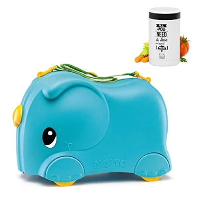 Afbeelding van Molto Koffer voor kleine kinderen, Smiler, bagage kinderen. en correpasillos met wielen trekriem om op de luchthaven te spelen., blauw + thermoskan, Kinderkoffer