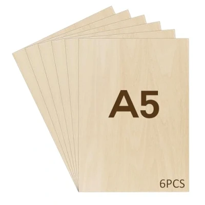 Afbeelding van WISYOK 6 stuks multiplex 2 mm, ruw hout A5, rechthoekige houten plaat, berkenhouten onafgewerkte plank, lasergesneden bladplaat voor brandschilderen, modelbouw, doe het zelf, 21 x 15 cm