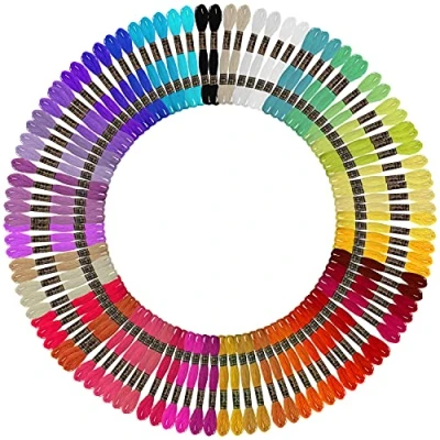 Afbeelding van Curtzy Borduurdraad (100 Klosjes) 8 m Regenboog Kleuren 6 Draden Katoen Borduren Draad Pak DIY Garen voor Hobby, Kruis Steek, Vriendschap Armbanden, Koord Kunst, Haken &amp; Naaien