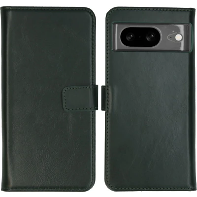Afbeelding van Google Pixel 8 Hoesje Met Pasjeshouder Selencia Echt Lederen Bookcase Groen