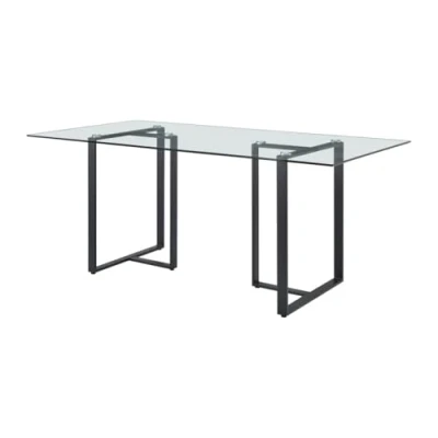 Afbeelding van PASCAL MORABITO Eettafel 6 personen in gehard glas en roestvrij staal Transparant zwart NILESA L 180 cm x H 75 D 90