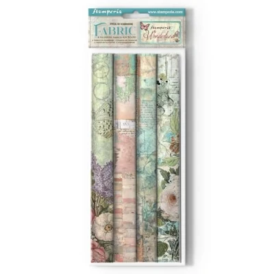 Afbeelding van Stamperia Wonderland 12x12 Inch Fabric Sheets (4pcs) (SBPLT31)