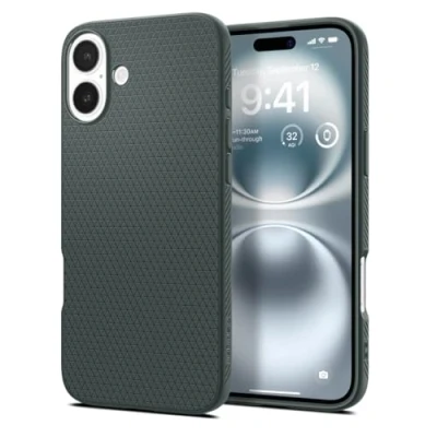 Afbeelding van Spigen Beschermhoes voor iPhone 16 Plus, Liquid Air, [antislip oppervlak] 6,7 inch groen