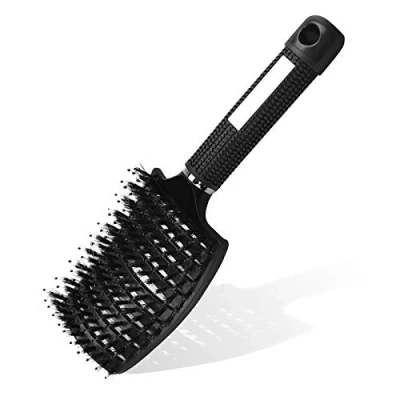 Image de URAQT Brosse à Cheveux, Poil de Sanglier, Professionnelle Incurvée Ventilée pour Coiffeur Outils Coiffure Séchage Rapide Brosses Massage Démêlantes (Blanc)