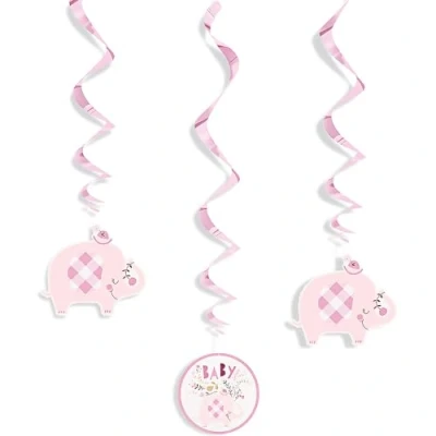 Afbeelding van Baby Olifant Hangdecoratie Roze 66cm 3st