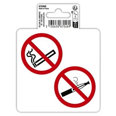 Afbeelding van Exacompta 67046E 2 ronde kleefpictogrammen. Rook en stoomverdediging. Van antislip UV bestendig PVC vinyl. Afmetingen: 10 x cm