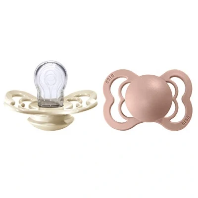 Afbeelding van BiBS Supreme Collection Stage 1 Fopspeen 0/6 maanden 2 stuks Ivory / Blush