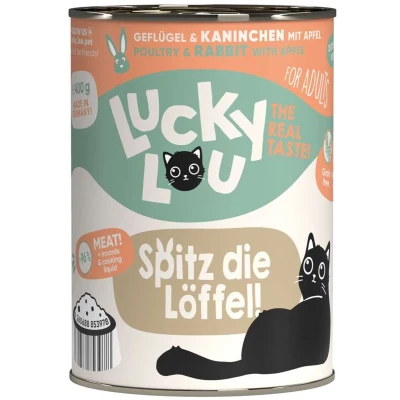 Afbeelding van 6x 400g Lucky Lou Lifestage Adult Gevogelte &amp; Konijn Natte kattenvoer