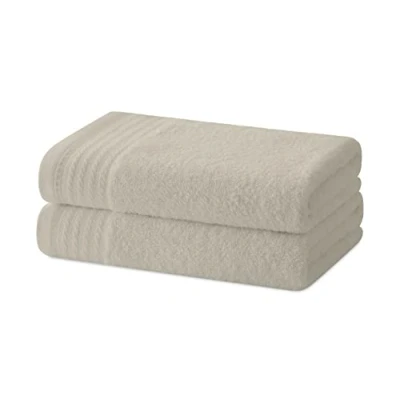 Afbeelding van Degrees home Set van 2 badhanddoeken en kleine badhanddoeken, 100% katoen, 480 g/m², afmetingen 30 x 50 cm, beige