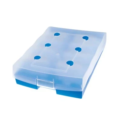 Afbeelding van HAN CROCO DUO, archiefdoos, hoogwaardige opbergdoos voor maximaal 2.200 DIN A8 kaarten, inclusief A Z register en 8 steunplaten, doorschijnend blauw