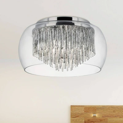 Afbeelding van Glas plafondlamp Curva met alu spiralen