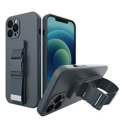 Afbeelding van Touwhoes gelhoes met sleutelkoord ketting handtas Samsung Galaxy A22 5G marineblauw