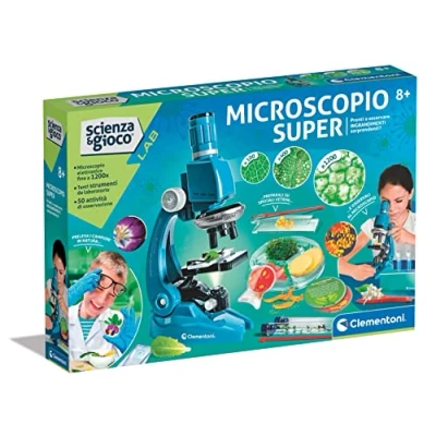 Afbeelding van Clementoni 19293 Wetenschap &amp; Game Lab microscoop Super laboratorium, optische kindermicroscoop, meer dan 50 wetenschappelijke experimenten, wetenschappelijk spel 8 jaar (versie in het