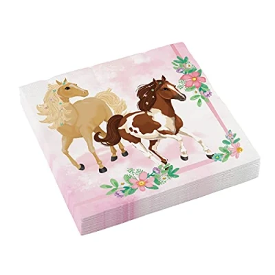 Image de Serviettes de belles chevaux 33x33cm 20 morceaux
