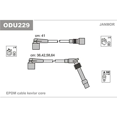Afbeelding van JANMOR ODU229 Bougiekabelset OPEL: Corsa B Hatchback, Astra F Saloon, Caravan