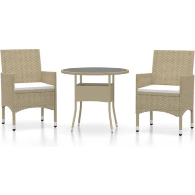 Afbeelding van vidaXL 3 delige Tuinset poly rattan beige