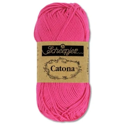 Afbeelding van Frida&#039;s Wollhaus Scheepjes Catona Amigurumi, 50 g, 100% katoen, voor breien en haken, 109 kleuren (114 Hot Pink)