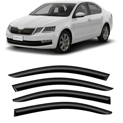 Afbeelding van CLIM ART Set van 4 autodeflectoren voor/compatibel met Skoda Octavia III 2013 2019 winddeflector voor auto, luchtdeflector