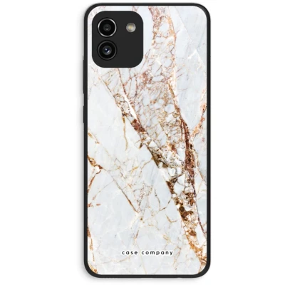 Afbeelding van Case Company® hoesje geschikt voor Samsung Galaxy A03 Goud marmer Soft Cover Telefoonhoesje Bescherming aan alle Kanten en Schermrand