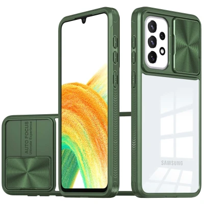 Afbeelding van iMoshion Hoesje Geschikt voor Samsung Galaxy A33 Camslider Backcover Donkergroen
