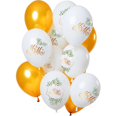 Afbeelding van Ballon set Bruiloft Mr &amp; Mrs 12 stuks