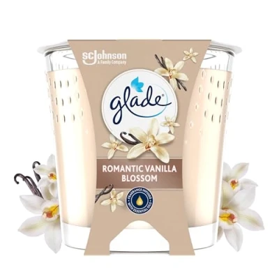 Afbeelding van Glade Romantic Vanille Blossom geurkaars, doordrenkt met etherische oliën, veganistisch, 30 uur geur, 1 kaars