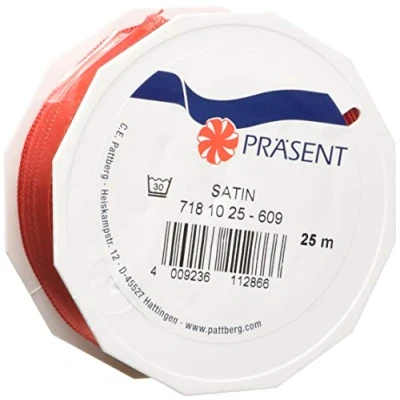 Afbeelding van dit Pattberg cadeaulint satijnen lint rood, 1 cm breed, voor geschenken verpakking, decoratief geschenken, elke gelegenheid