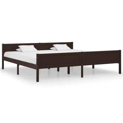Afbeelding van Bedframe massief grenenhout donkerbruin 200x200 cm