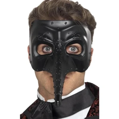 Afbeelding van Smiffys Venetian Gothic Capitano Masker Zwart