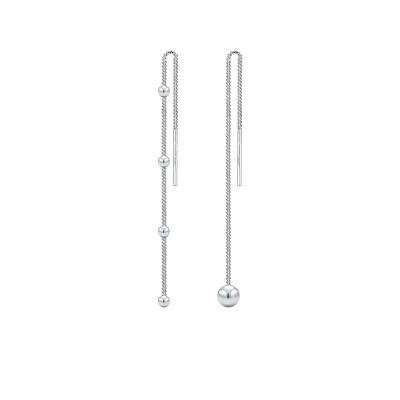 Afbeelding van Elli GEO Kugel Asymmetrisch Durchziehen Oorbellen, Dames, Maat: One Size, Silver