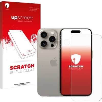 Afbeelding van upscreen Screenprotector voor Apple iPhone 15 Pro (Voor+Camera) Folie Beschermfolie transparant