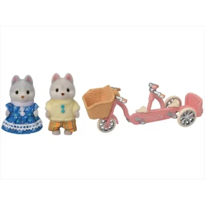 Afbeelding van Sylvanian Families 5637 Tandem Fietsset Husky zus &amp; broer