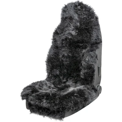 Afbeelding van WALSER Premium schapenvacht voor Marla stoel, 100% autostoel met 5 cm wolhoogte, stoelbeschermer van schapenvacht, beschermhoes zwart bont