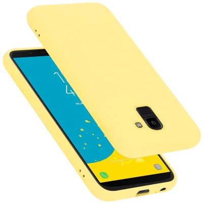 Afbeelding van Cadorabo Hoesje geschikt voor Samsung Galaxy J6 2018 in LIQUID GEEL Beschermhoes gemaakt van flexibel TPU silicone Case Cover