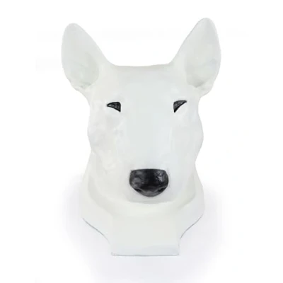 Afbeelding van Bull Terrier urn hond en tuinbeeld grote hondenkop voor as van je