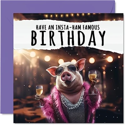 Afbeelding van Grappige verjaardagskaarten voor mannen en vrouwen Insta ham Verjaardagskaart broer, zus, zoon, dochter, neef, nichtje, 145 mm x