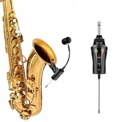 Afbeelding van ACEMIC UHF draagbare draadloze clip on microfoon met 6,35 mm zender en ontvanger voor muzikanten, leraren, podiumuitvoeringen, groepsherhaling ST 5