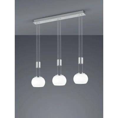 Afbeelding van Trio leuchten LED Hanglamp Hangverlichting 24W 3 lichts Warm Wit 3000K Dimbaar Rechthoek Nikkel Aluminium