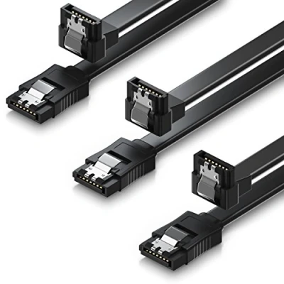 Afbeelding van deleyCON 3x 50cm SATA III Kabel S ATA 3 Gegevenskabel 6 GBit/s Verbindingskabel voor HDD SSD Metalen Clip 1x Rechte 90 L Type Stekkers Zwart