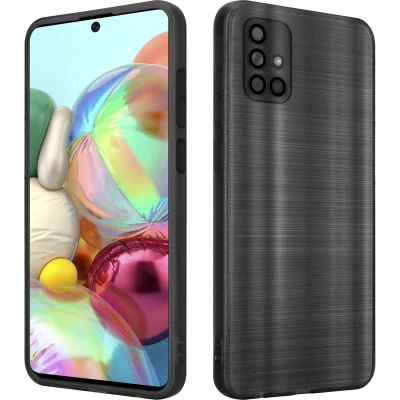 Afbeelding van Cadorabo Hoesje geschikt voor Samsung Galaxy A71 4G in Brushed Zwart Beschermhoes Case Cover van flexibel TPU silicone design