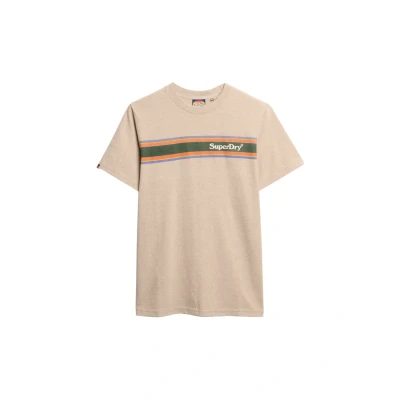Afbeelding van Superdry Venue LOGO Stripe Tshirt print, Heren, Maat: Small, Lavin beige marl