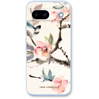 Afbeelding van Case Company® hoesje geschikt voor Google Pixel 8a Japanse bloemen Soft Cover Telefoonhoesje Bescherming aan alle Kanten en Schermrand