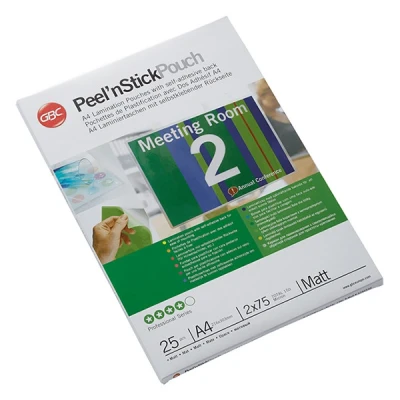Image de GBC Pochette de plastification Peel&#039;nStickPouch, format A4, 150 microns (2x75) pqt 25