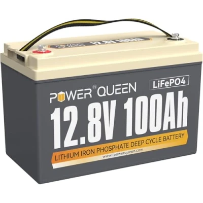 Afbeelding van Power Queen 12 V 100 Ah LifePO4 accu, 1280 Wh lithium ijzerbatterij met A BMS, tot 15.000 Deep Cycles, ondersteuning in series/parallel, veel gebruikt voor camper, roadtrip, solar systeem