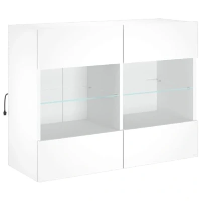 Afbeelding van Tv wandmeubel met LED verlichting 78,5x30x60,5 cm wit