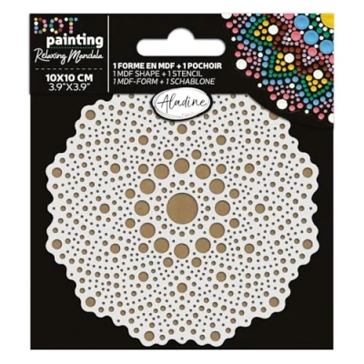 Afbeelding van Aladine Dot Painting MDF Board &amp; Stencil 10cm Doily (85498)