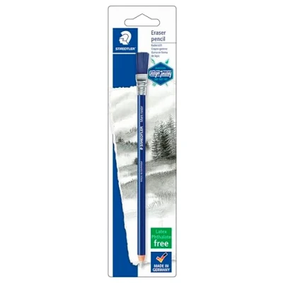 Image de Staedtler Mars Rasor, Crayon gomme abrasif pour encre d&#039;écriture et de dessin, Avec embout brosse, Sans phtalates ni latex, Sous étui blister, 526 61BK C